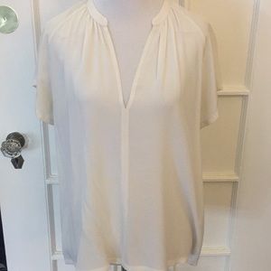 Cuyana Gathered Silk Short Sleeve Blouse